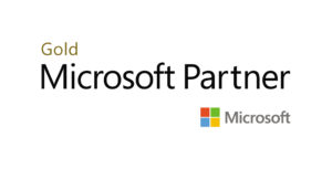 The image features "Gold Microsoft Partner" with the Microsoft logo.