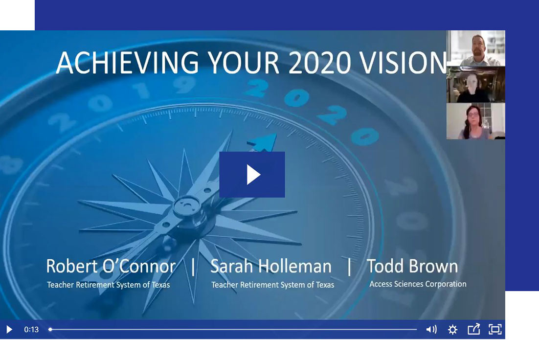 Access-Sciences-Achieving-Your-2020-Vision---Information-Management-Governance-Services "Achieving Your 2020 Vision" slide with a blue compass background and governance focus.