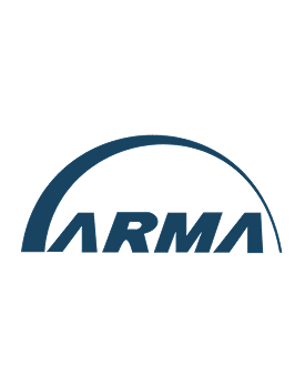 The image shows the ARMA logo with the word ARMA in bold blue letters and a curved blue arc over the text, all on a light gray background.
