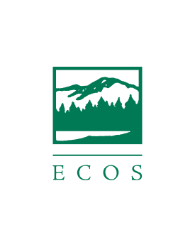 Green and white logo with an illustration of mountains, trees, and a river inside a square. The word ECOS is written below the image in capital letters.