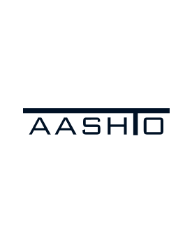 The image features the word AASHTO in uppercase black letters. A horizontal black line runs above the letters, extending from the first A to the T, ending at the top right corner of the T, all on a light gray background.
